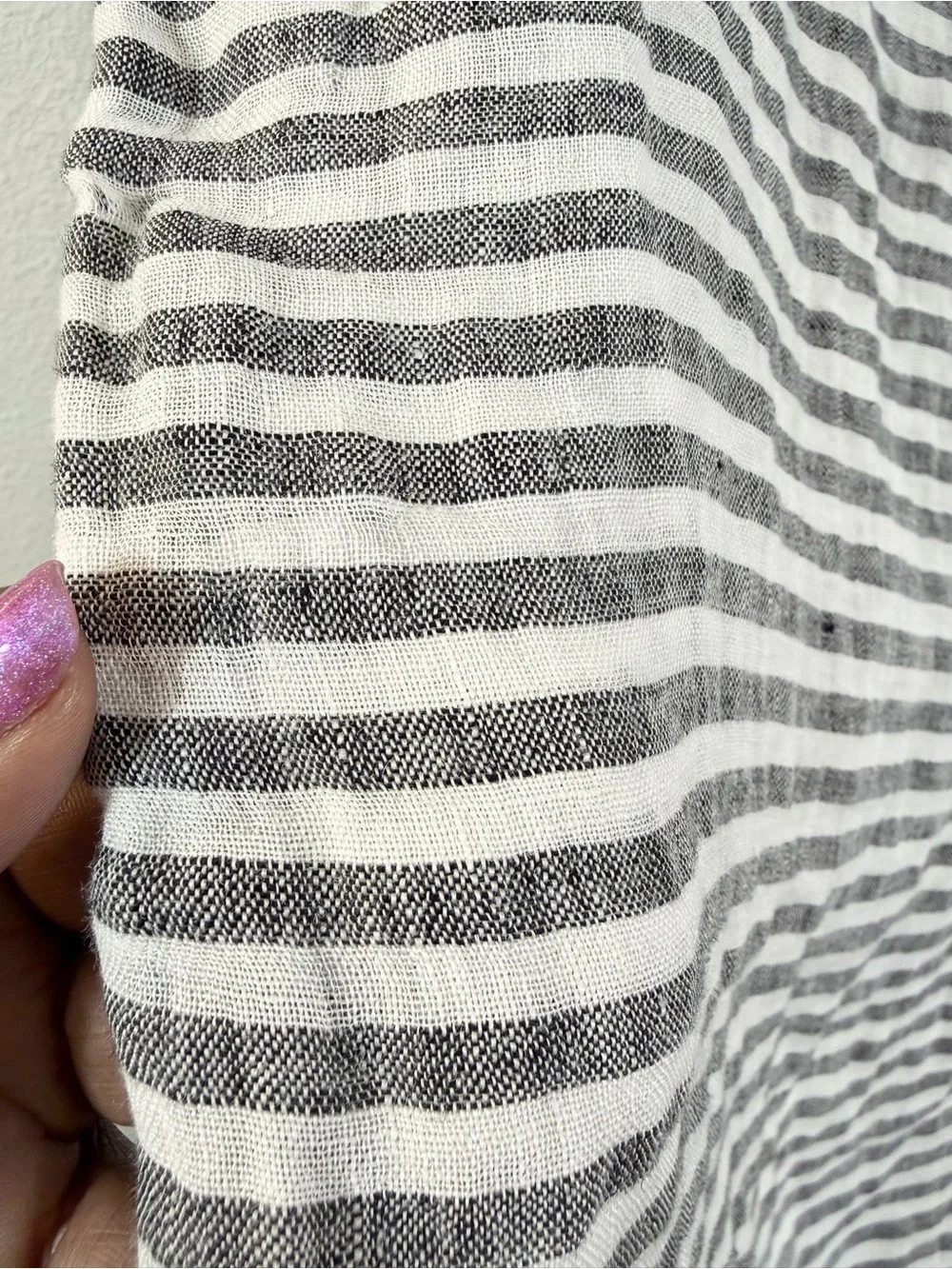 Brooklinen Standard Pillowcase Gray White Stripe Linen Foldover Minimalist